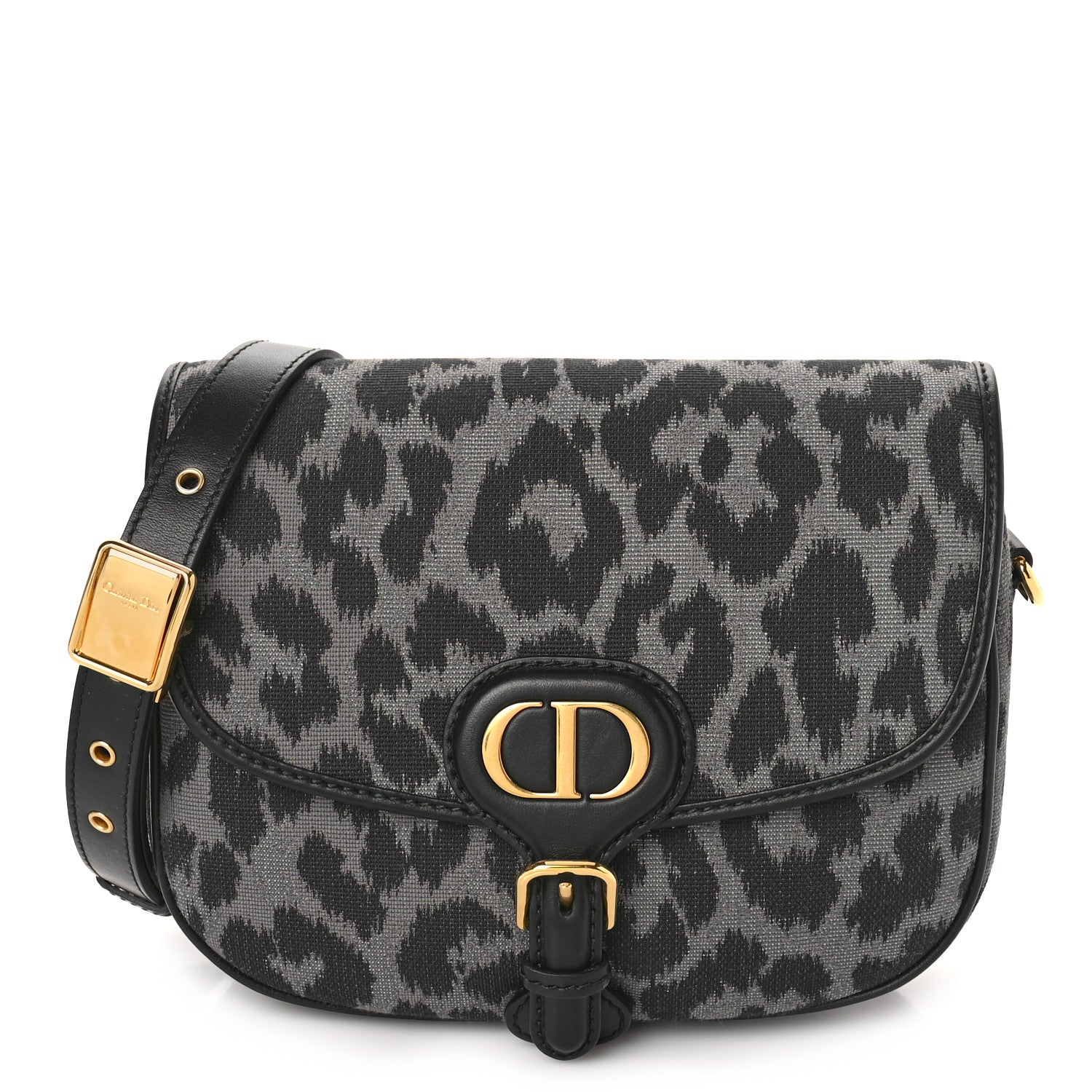 Christian Dior Canvas Mizza Embroidered Medium Bobby Flap Grey Black 1 of 8