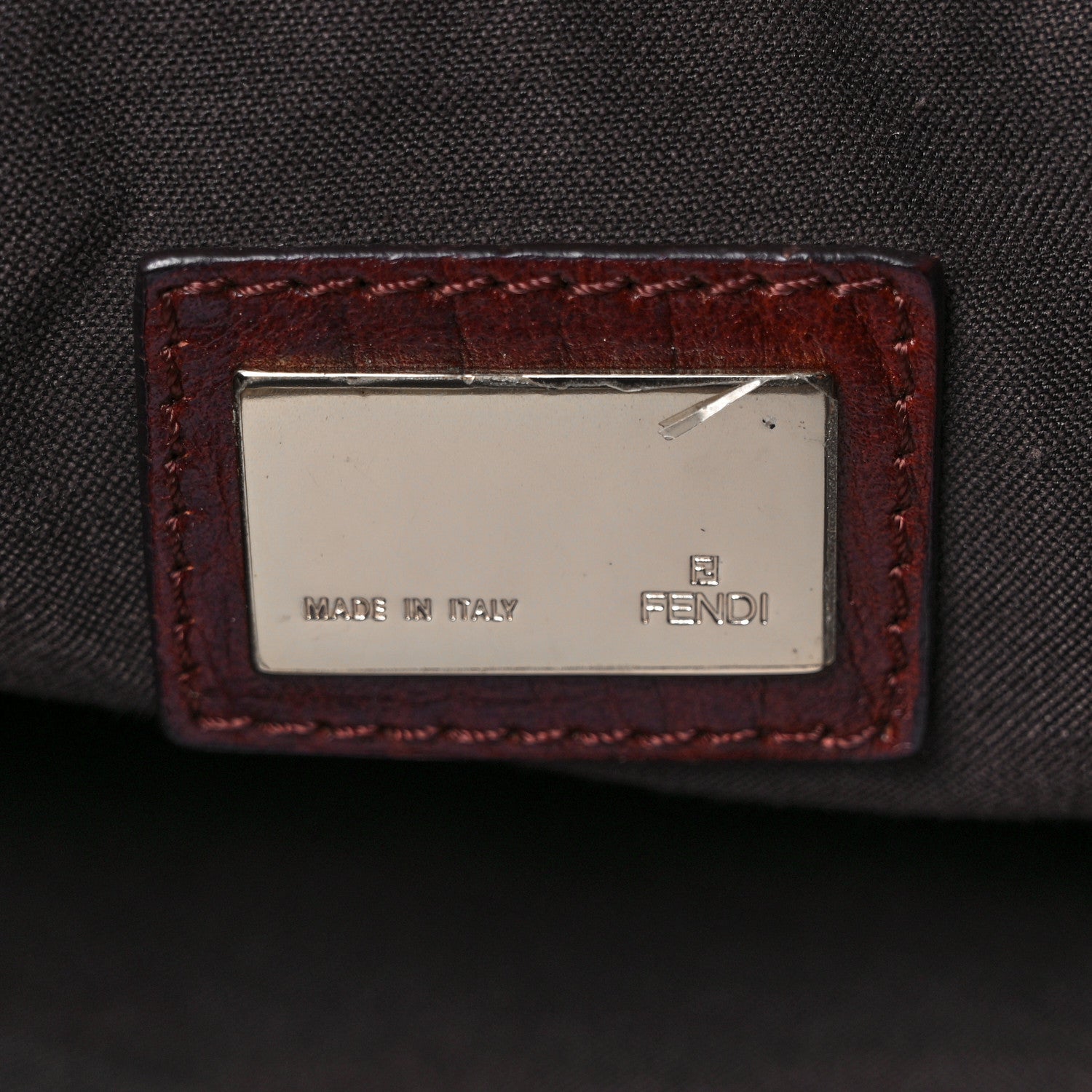 Fendi Zucchino Vitello Tote Mogano Panna Bruciato 6 of 9