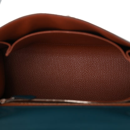 Hermes Madame Calfskin Verso Kelly Sellier 25 Vert Bosphore Sienne 5 of 12