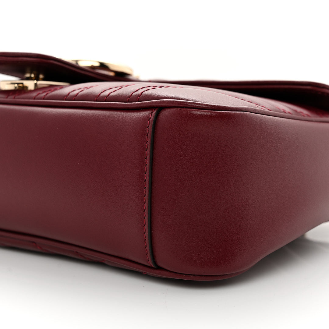 Gucci Calfskin Matelasse Small GG Marmont Shoulder Bag Rosso Ancora Red 10 of 10
