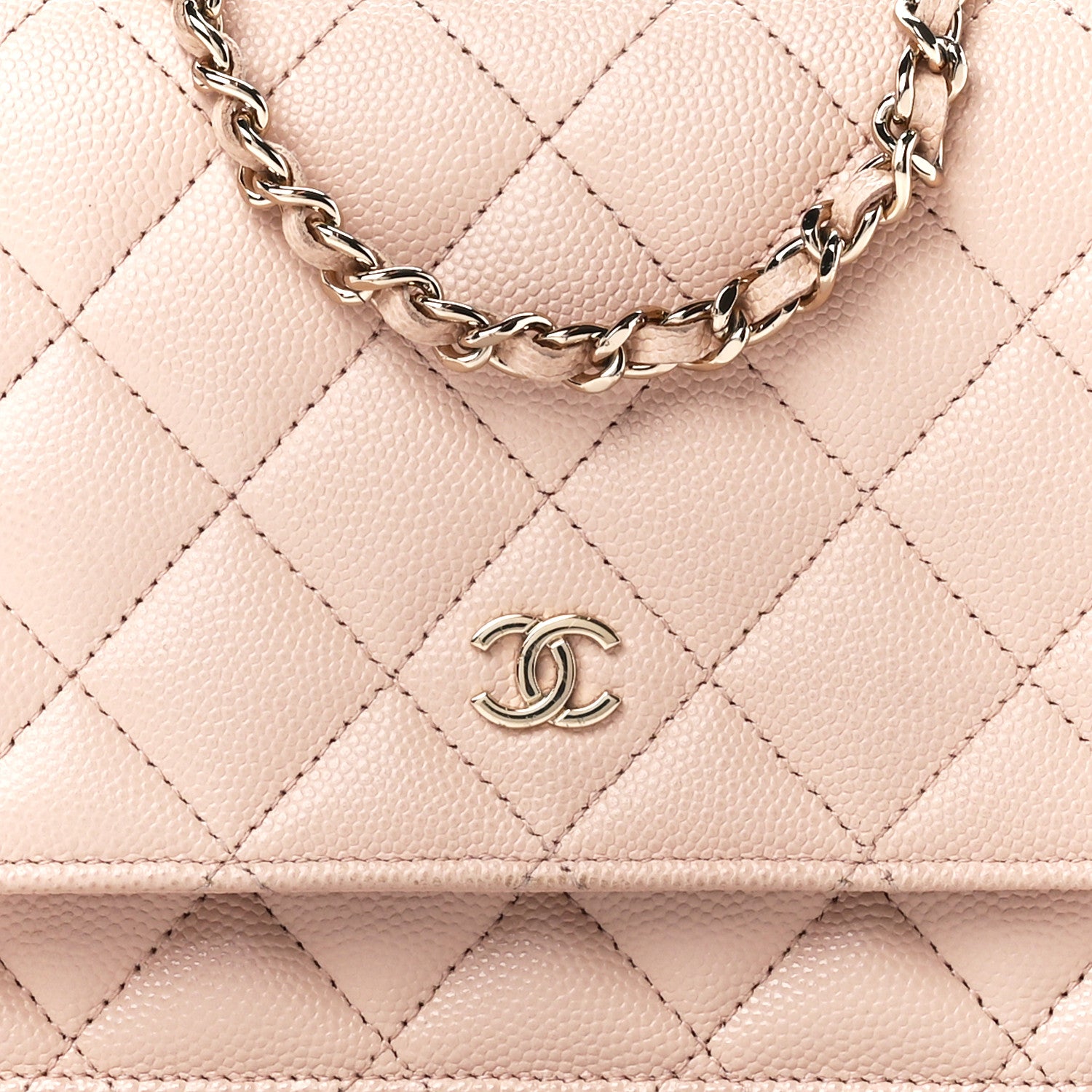 Chanel Caviar Quilted Wallet on Chain WOC Light Beige 9 of 12