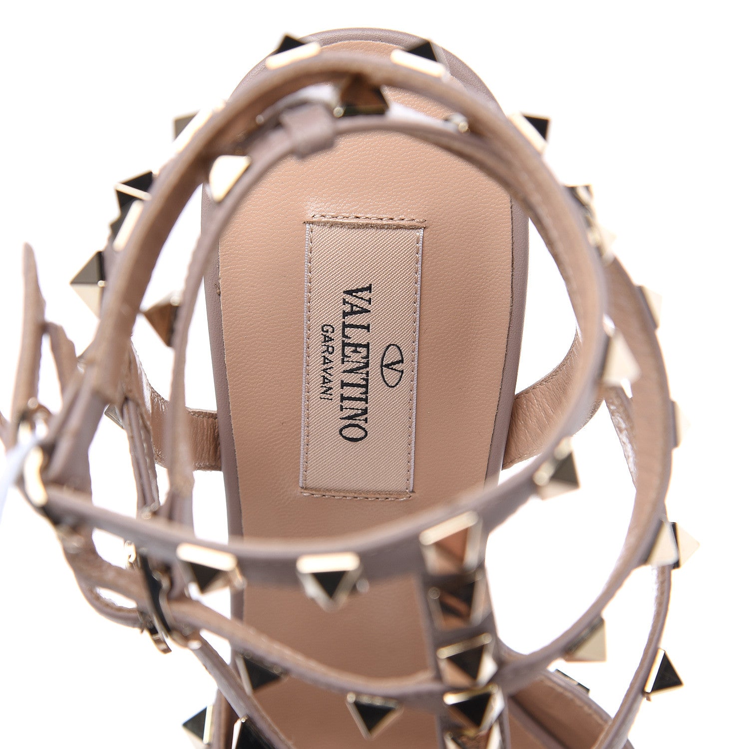 Valentino Garavani Metallic Pebbled Calfskin Rockstud Ankle Strap 65mm Pumps 39 Sasso Poudre 7 of 9