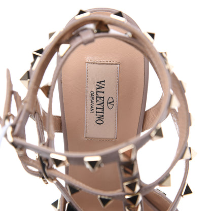 Valentino Garavani Metallic Pebbled Calfskin Rockstud Ankle Strap 65mm Pumps 39 Sasso Poudre 7 of 9