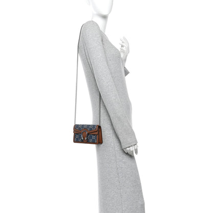 Gucci New Denim GG Monogram Dollar Calfskin Enamel Super Mini Dionysus Shoulder Bag Blue Tea Cuir Epilog Electric Blue 2 of 11