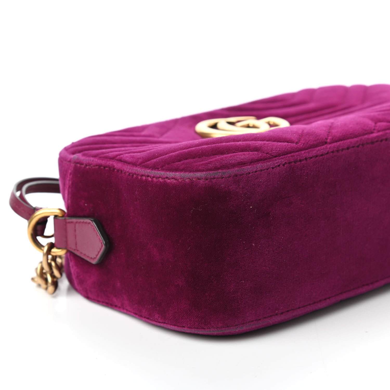 Gucci Velvet Matelasse Small GG Marmont Chain Shoulder Bag Fuchsia Violet Cyclamen 6 of 11