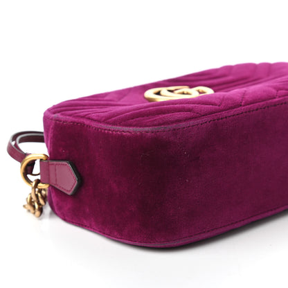 Gucci Velvet Matelasse Small GG Marmont Chain Shoulder Bag Fuchsia Violet Cyclamen 6 of 11