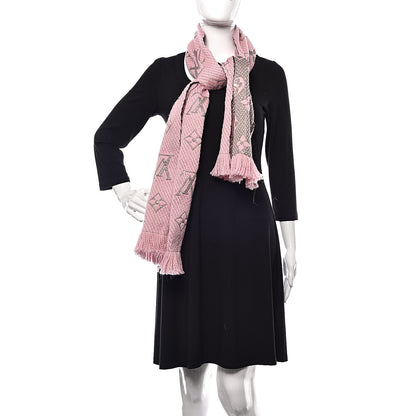 Louis Vuitton Wool Silk Logomania Shine Scarf Pink 2 of 4