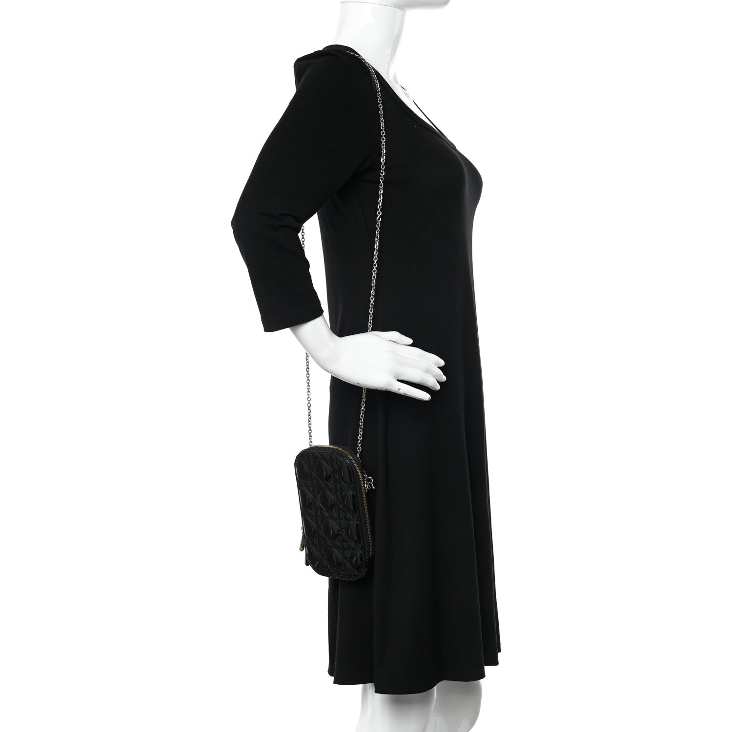 Christian Dior Patent Cannage Lady Dior Phone Holder Black 2 of 10