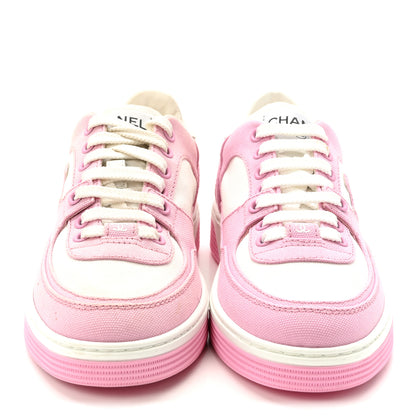 Chanel Cotton Sneakers 36 Pink White 3 of 8