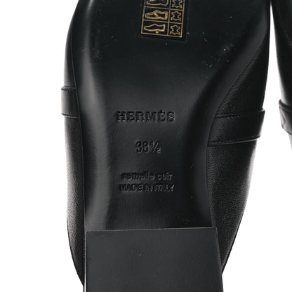Hermes Goatskin Oz Mules 38.5 Black 6 of 9