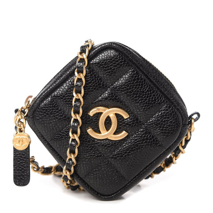 Chanel Caviar Quilted Diamond Coin Purse With Chain Black 1 of 8