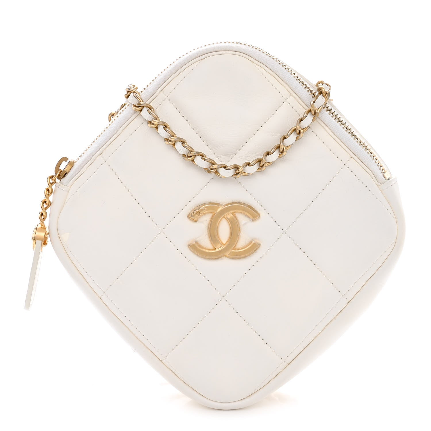Chanel Lambskin Quilted Diamond Clutch With Chain White 1 of 12