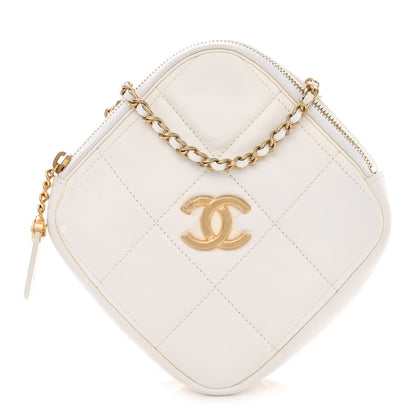 Chanel Lambskin Quilted Diamond Clutch With Chain White 1 of 12