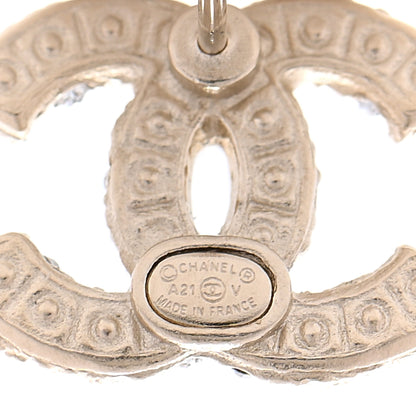 Chanel Pearl Crystal CC Earrings Light Gold 4 of 4