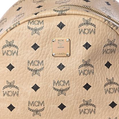 MCM Visetos Medium Side Studs Stark Backpack Beige 8 of 12
