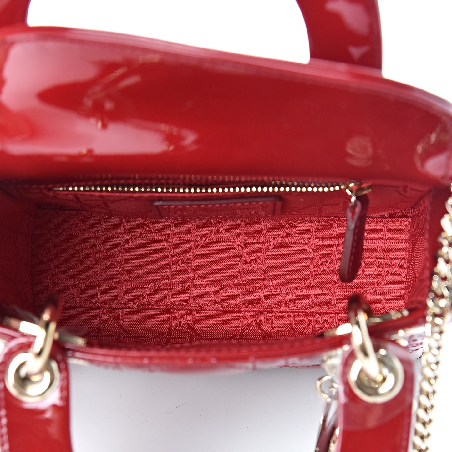 Patent Cannage Mini Lady Dior Red