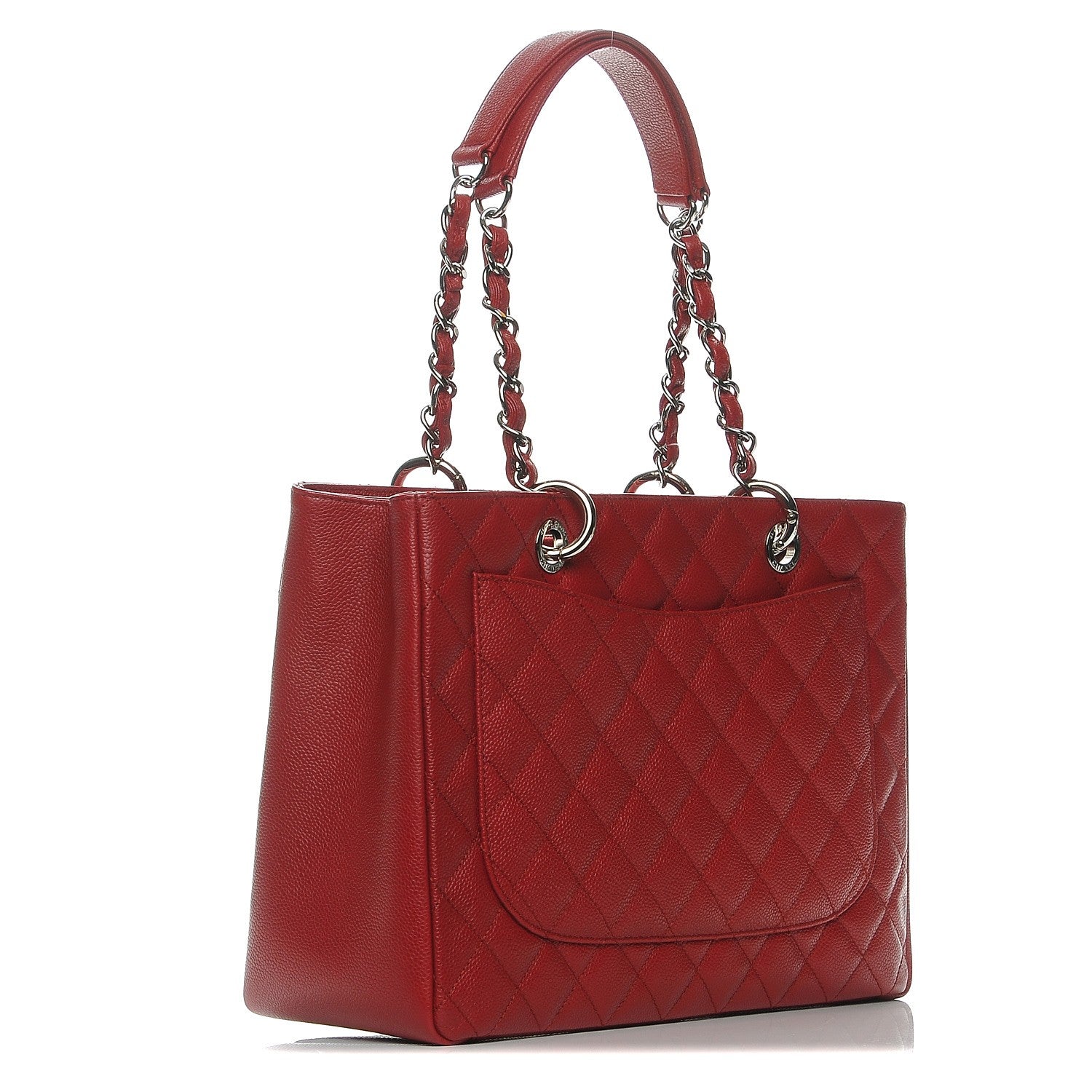 Chanel Caviar Quilted Grand Shopping Tote GST Red 3 of 7