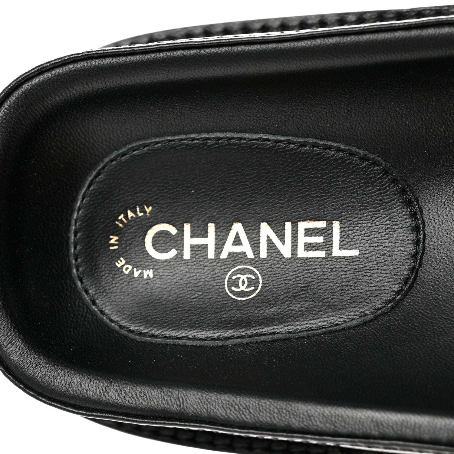 Chanel Lambskin Cha-Nel Mule Sandals 37.5 Black Multicolor 7 of 9