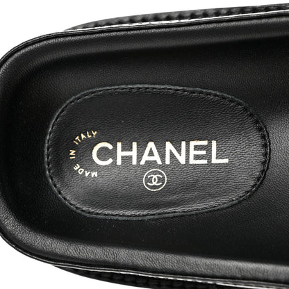 Chanel Lambskin Cha-Nel Mule Sandals 37.5 Black Multicolor 7 of 9