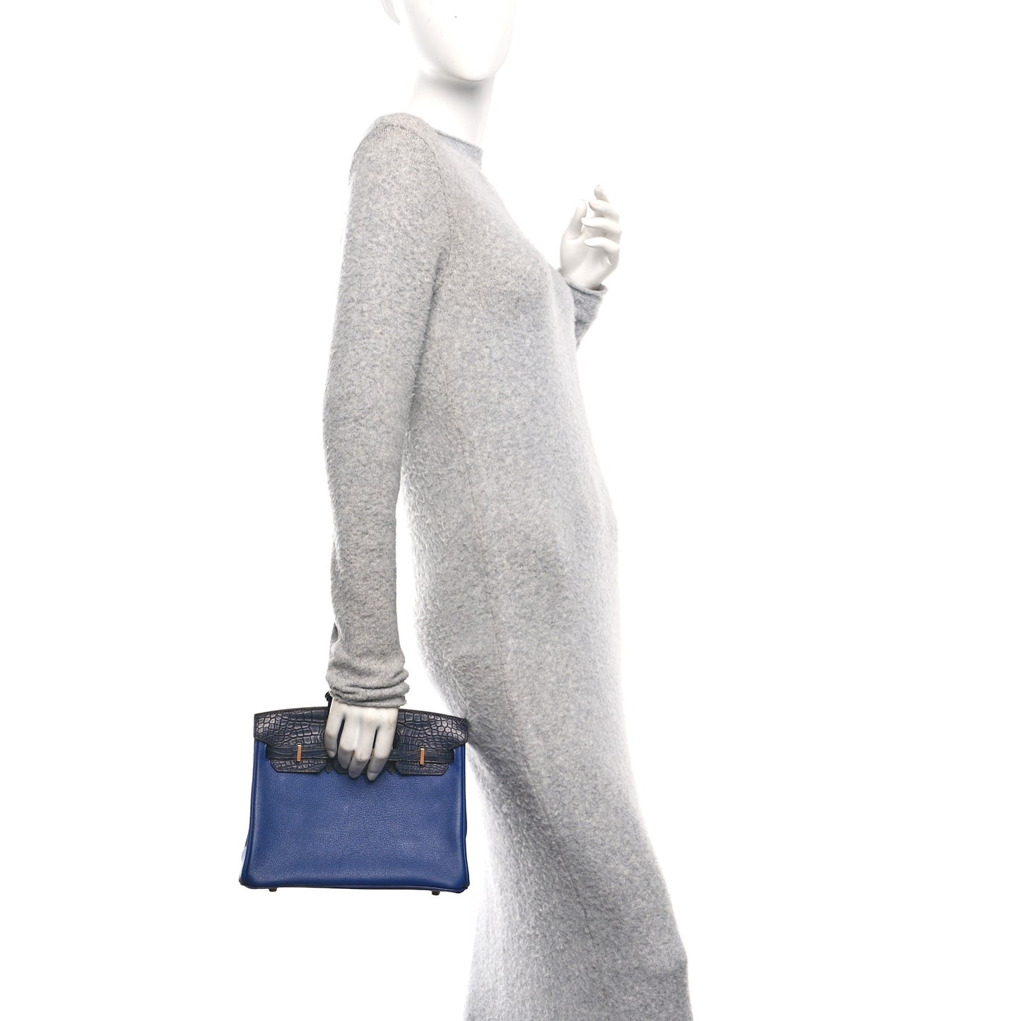 Taurillon Novillo Matte Alligator Birkin Touch 25 Bleu Saphir Bleu Marine
