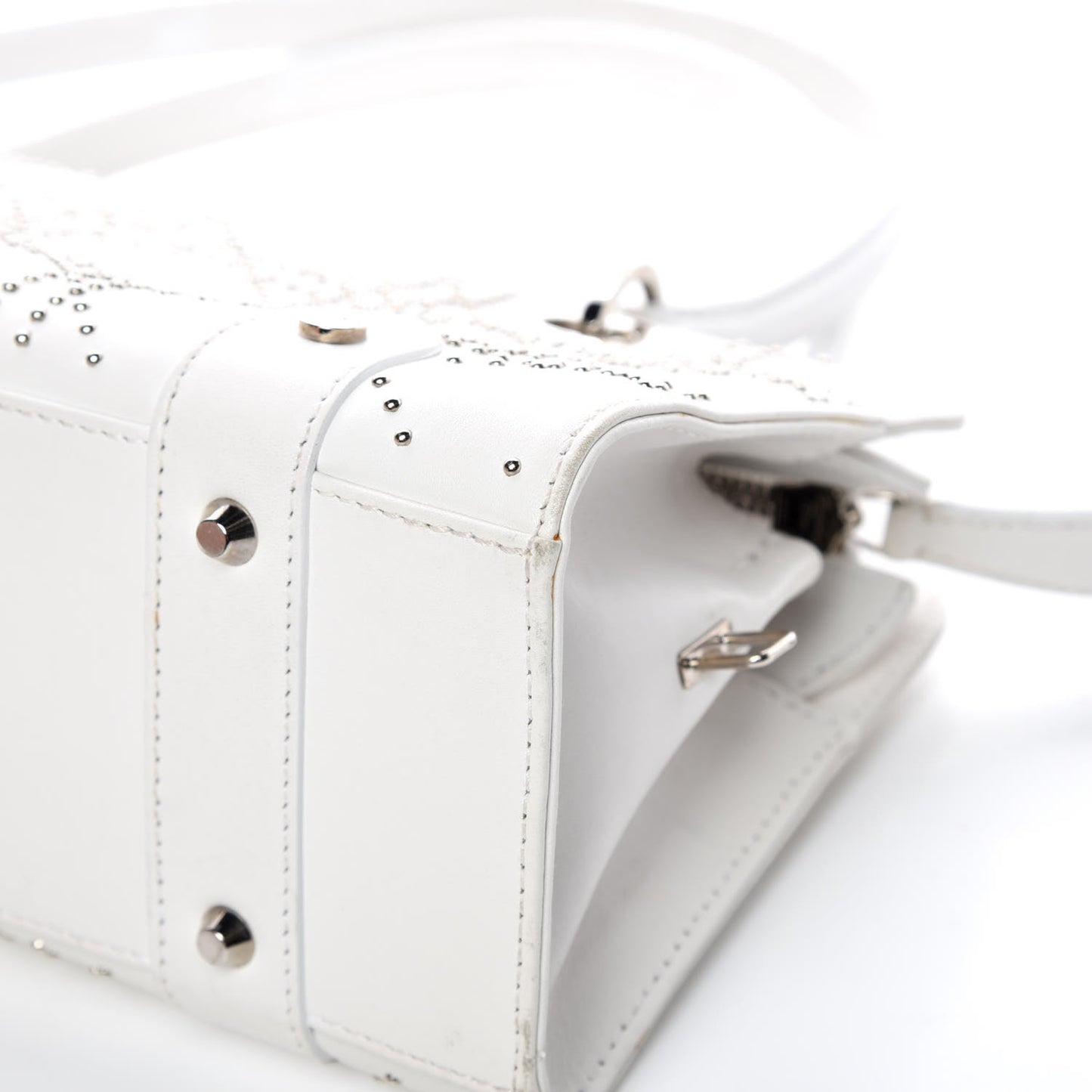 Calfskin Cannage Studded East West Lady Dior White