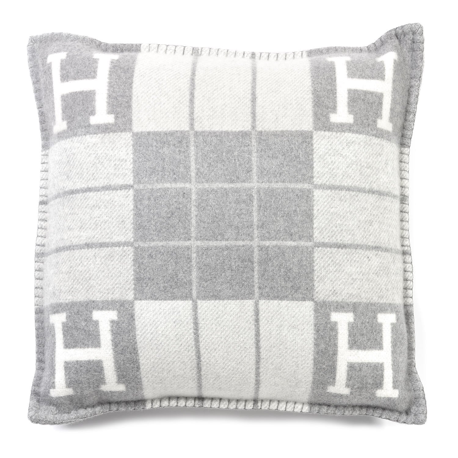 Hermes Wool Cashmere Avalon III Pillow PM Ecru Gris Clair 1 of 3
