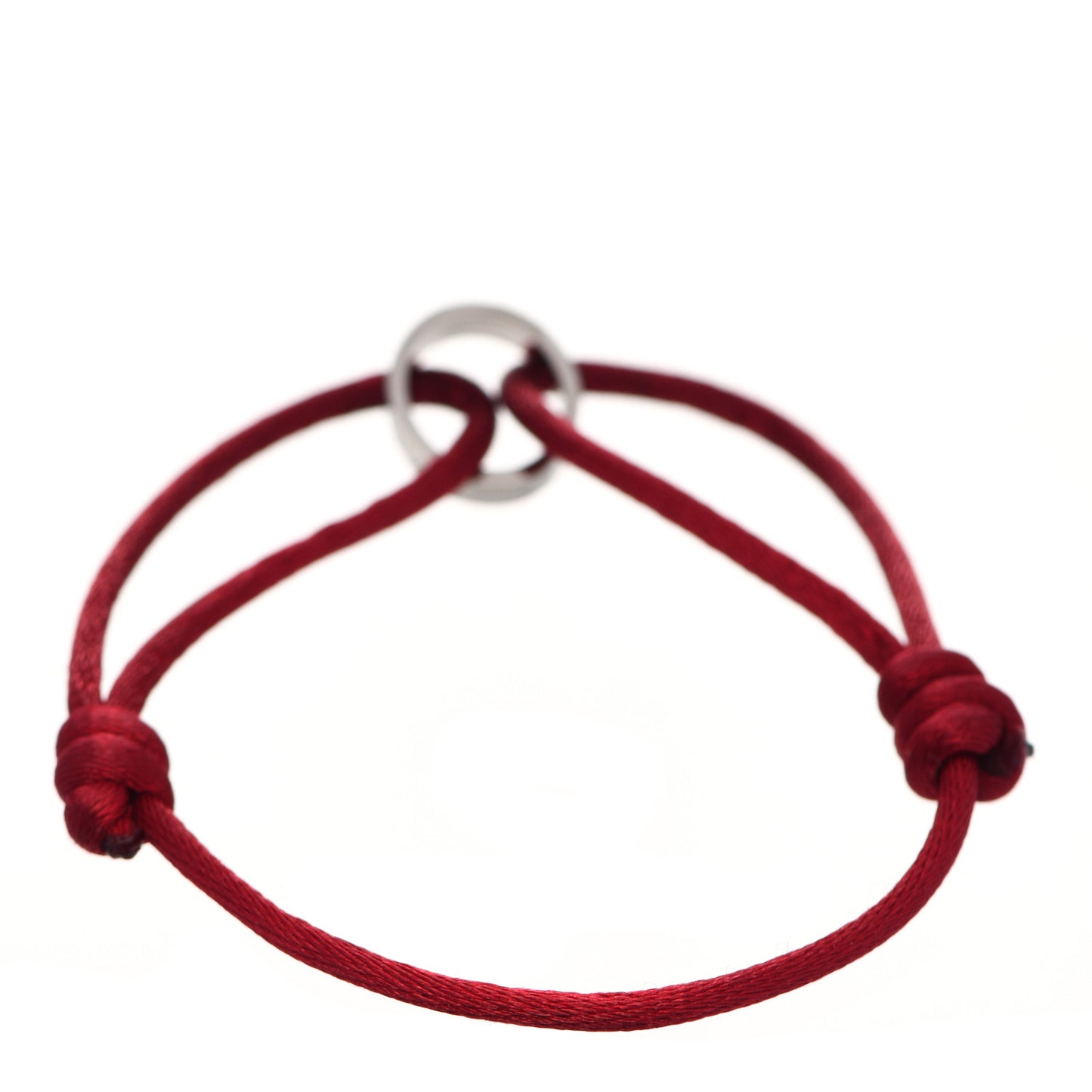 18K White Gold Charity LOVE Adjustable Cord Bracelet Red