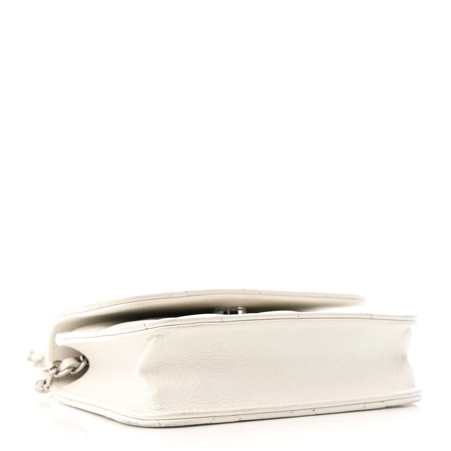 Iridescent Lambskin Quilted Coco Bow Clutch With Chain White