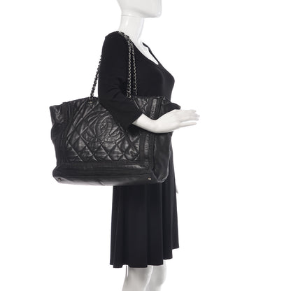 Chanel Lambskin Quilted Lido Shopping Tote Black 2 of 16