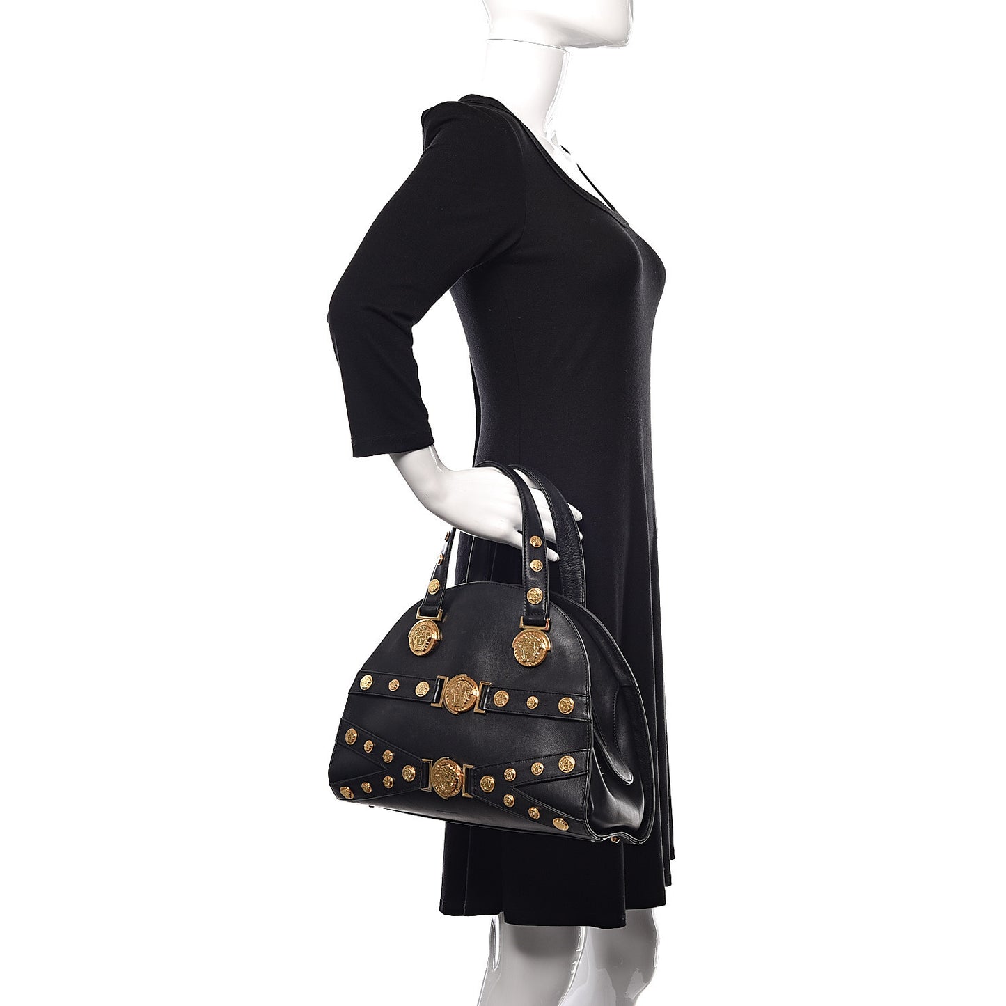 Calfskin Medallion Tribute Bowling Bag Black