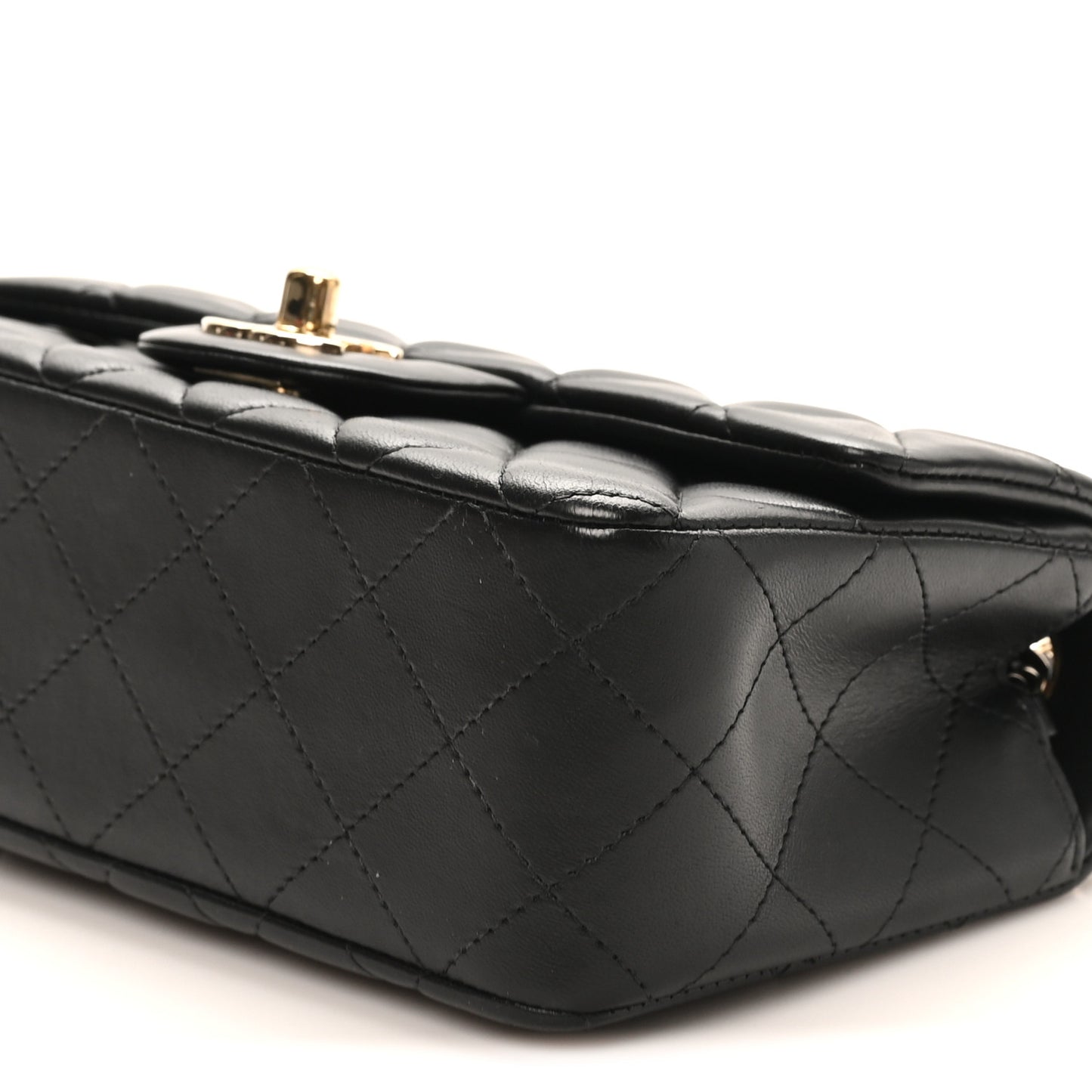 Lambskin Quilted Mini Rectangular Flap Black