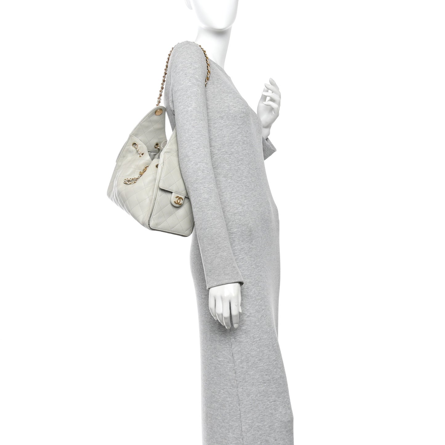 Caviar Quilted Small Chanel 25 Handbag Light Grey