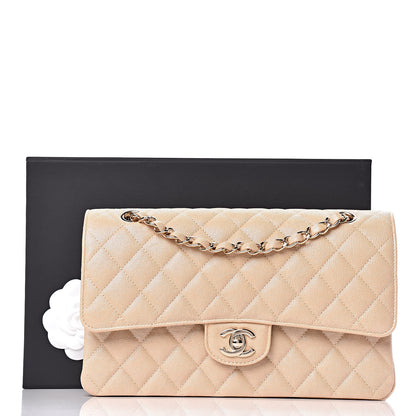 Chanel Iridescent Caviar Quilted Medium Double Flap Beige 12 of 12