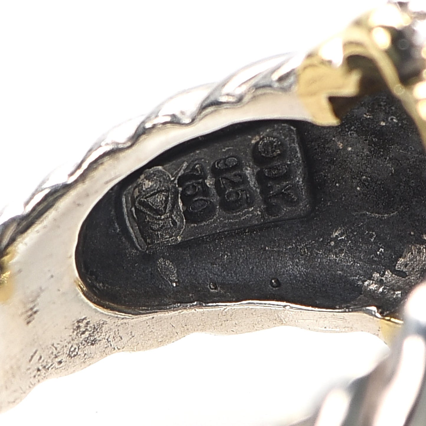 Sterling Silver 18K Yellow Gold Diamond Cable Ring 50 5.25
