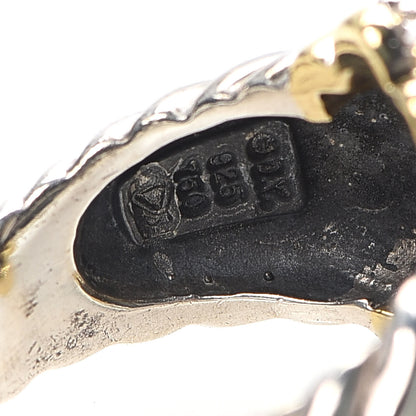 David Yurman Sterling Silver 18K Yellow Gold Diamond Cable Ring 50 5.25 5 of 5