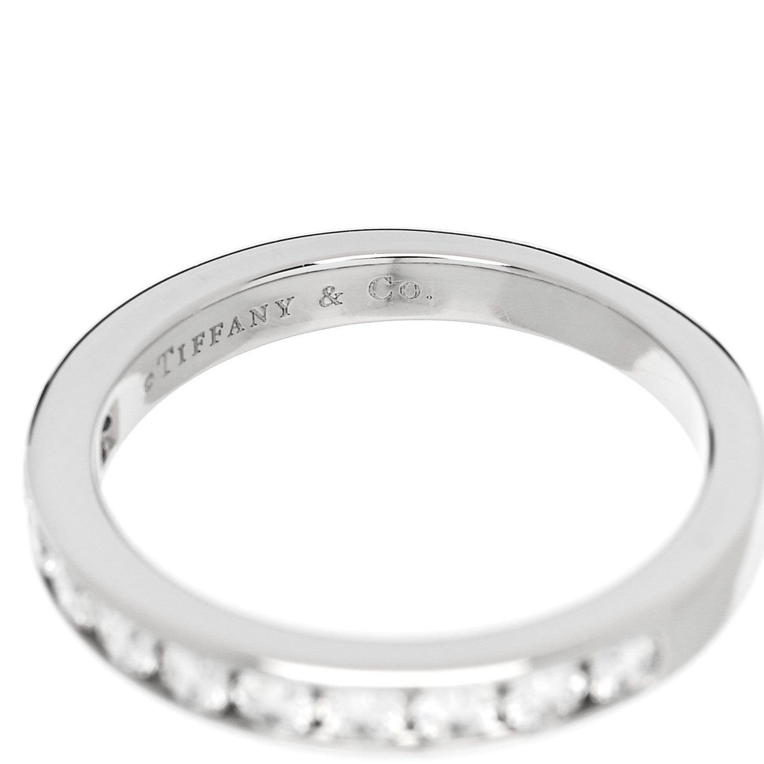 Tiffany Platinum Diamond 3mm Half Circle Wedding Band Ring 49 5 4 of 6