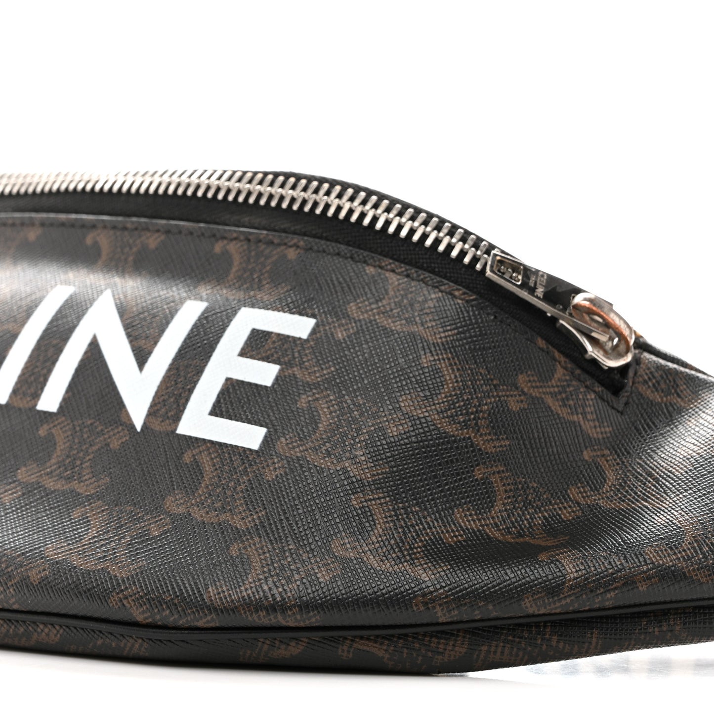 Triomphe Logo Canvas Checker Belt Bag Black