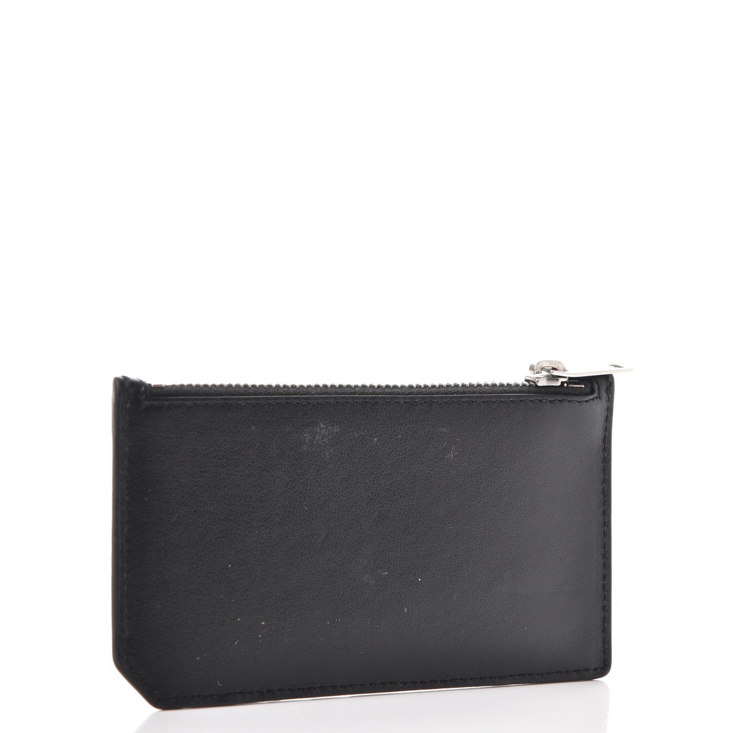 Calfskin Moujik Patch Fragments Zip Pouch Card Holder Black