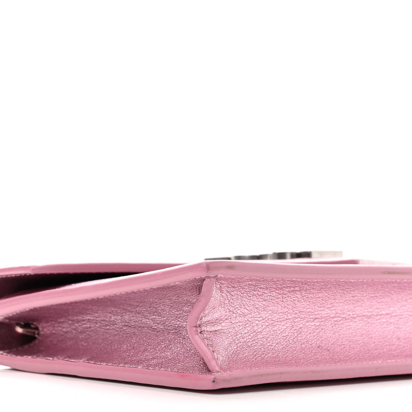 Metallic Calfskin Monogram Envelope Chain Wallet Pink