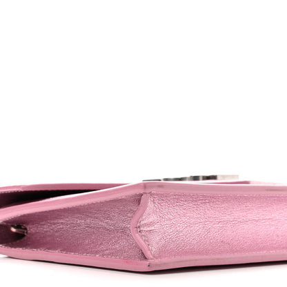 Saint Laurent Metallic Calfskin Monogram Envelope Chain Wallet Pink 9 of 10