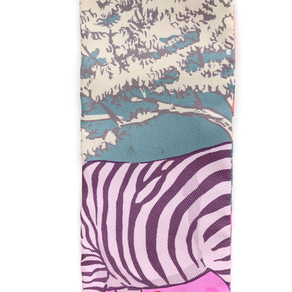 Hermes Silk Les Zebres Twilly Mauve Rose Poudre Parme 7 of 7