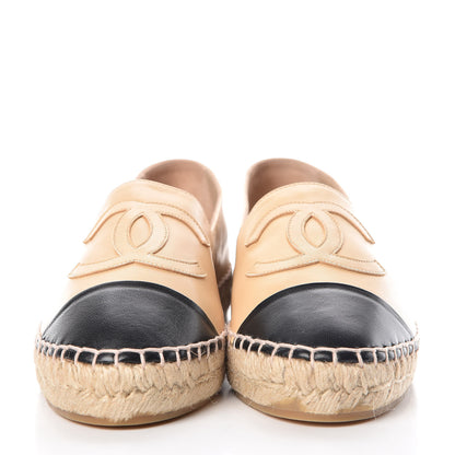Chanel Lambskin CC Espadrilles 38 Beige Black 2 of 8