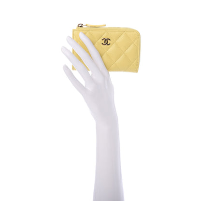 Chanel Caviar Quilted Zipped Key Holder Case Yellow 2 of 8