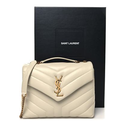 Saint Laurent Calfskin Y Quilted Monogram Small Loulou Chain Satchel Blanc Vintage 11 of 11