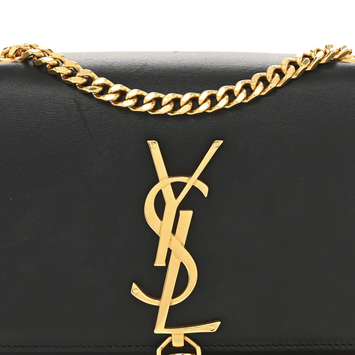 Calfskin Small Classic Monogram Kate Tassel Satchel Black