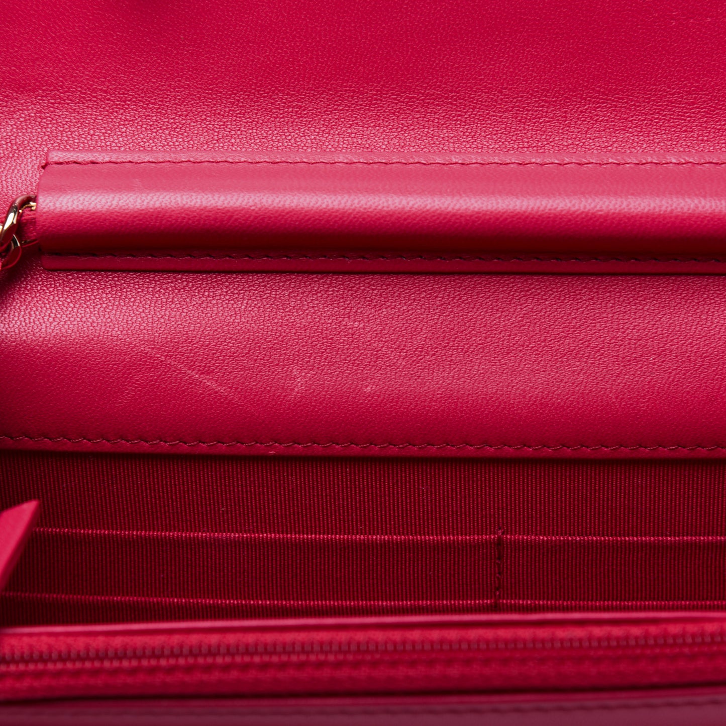 Lambskin Quilted Wallet On Chain WOC Light Red