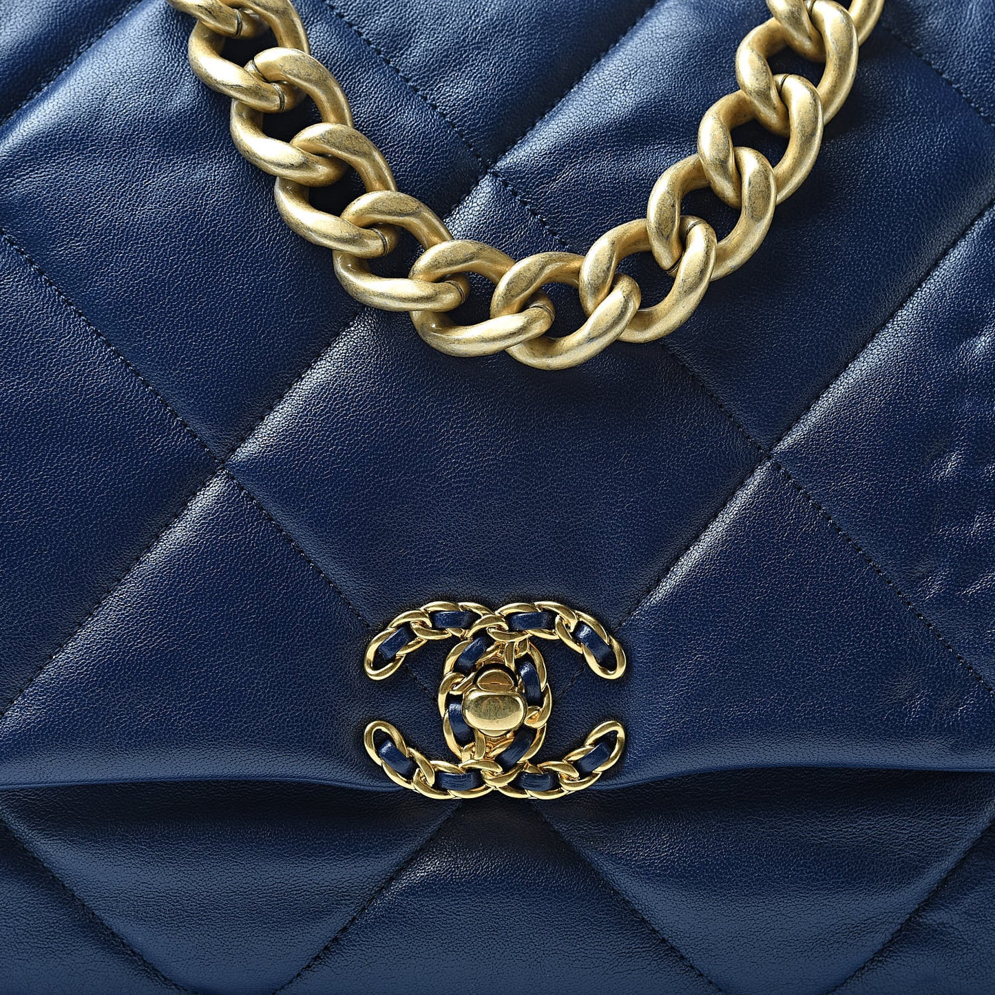 Goatskin Quilted Maxi 19 Flap Dark Blue