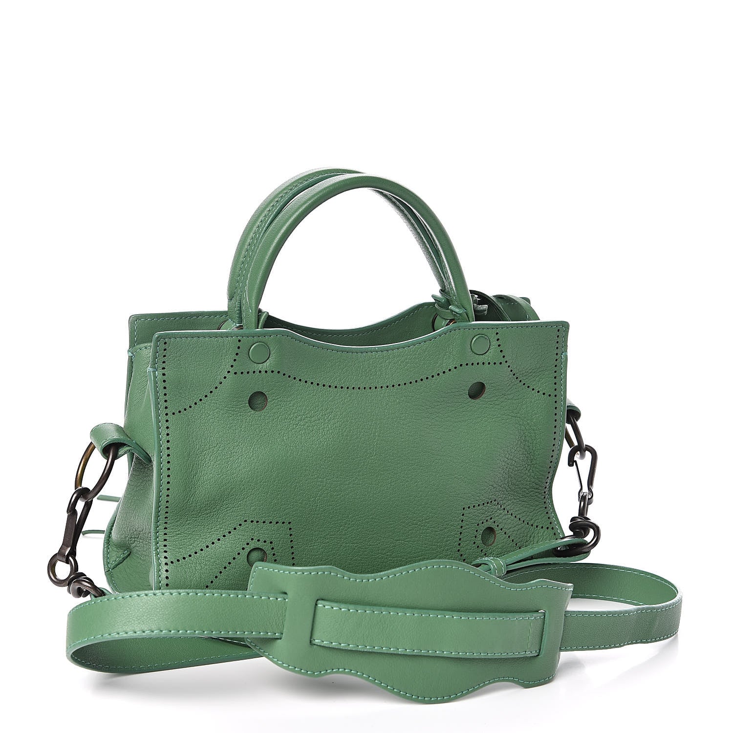 Balenciaga Chevre Perforated Blackout Hardware Nano City Green 3 of 10