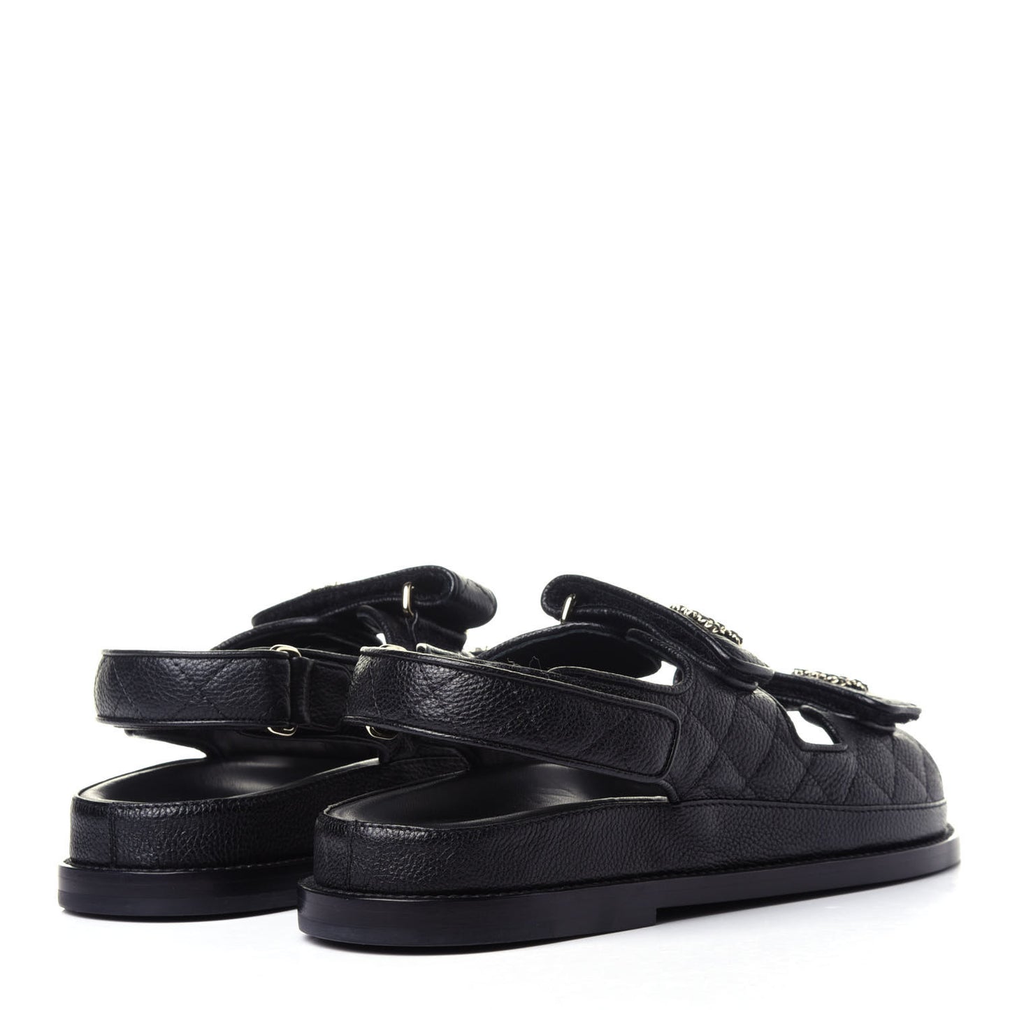 Grained Calfskin Velcro Dad Sandals 36.5 Black