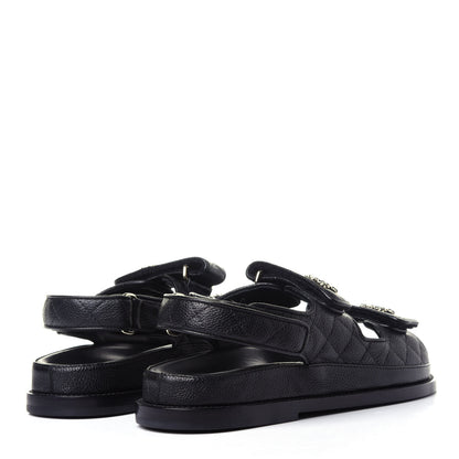 Chanel Grained Calfskin Velcro Dad Sandals 36.5 Black 4 of 13